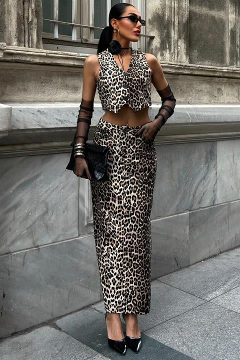 Leopard Patterned Gabardine Suit 10072