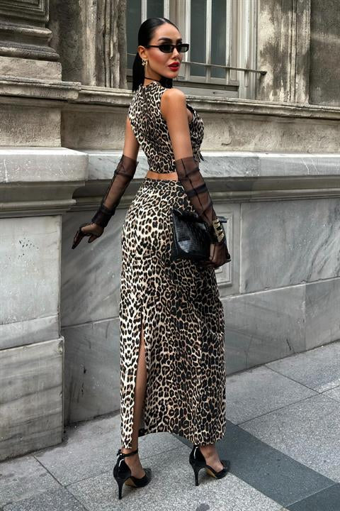 Leopard Patterned Gabardine Suit 10072