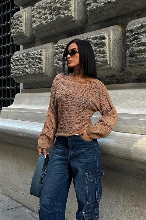 Lullaby Openwork Ripped Detail Sweater 1308-01