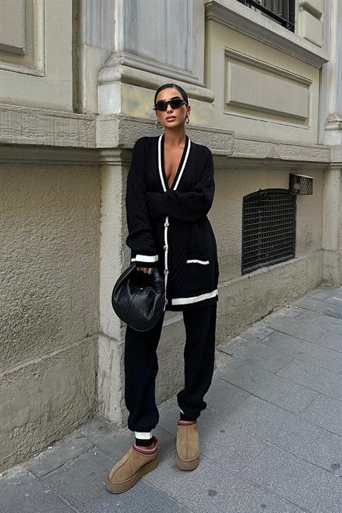 Lunadel Knitwear Cardigan Trousers Set 9974