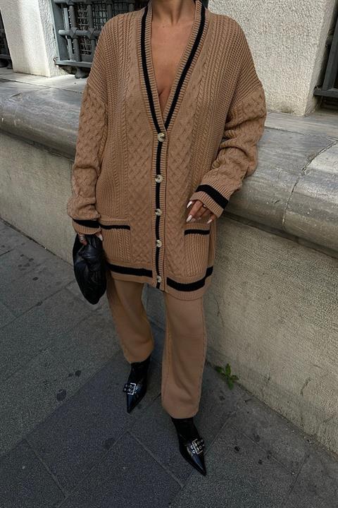 Lunadel Knitwear Cardigan Trousers Set 9974