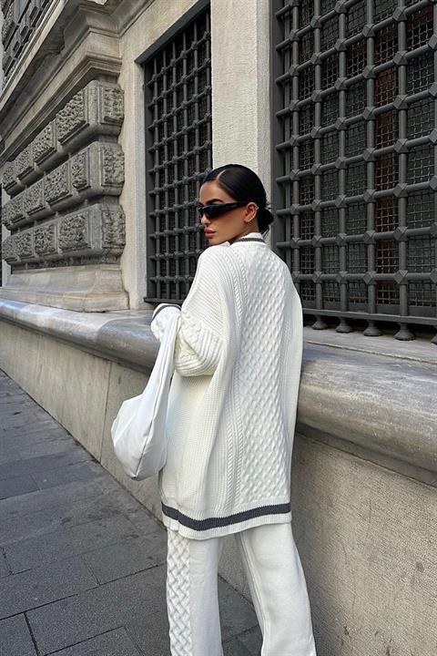 Lunadel Knitwear Cardigan Trousers Set 9974