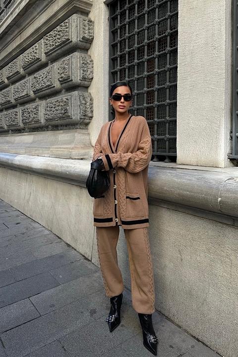 Lunadel Knitwear Cardigan Trousers Set 9974