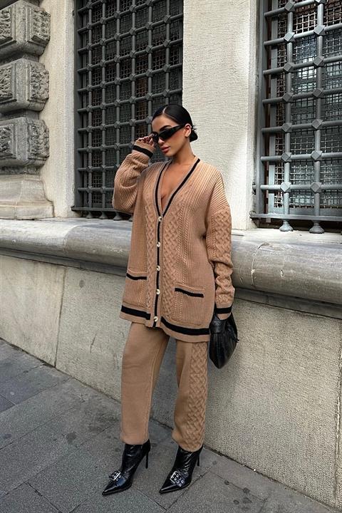 Lunadel Knitwear Cardigan Trousers Set 9974