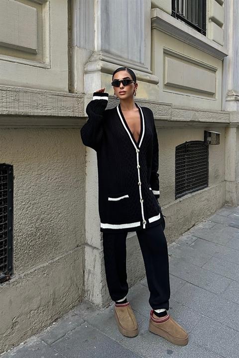 Lunadel Knitwear Cardigan Trousers Set 9974