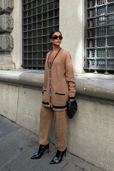 Lunadel Knitwear Cardigan Trousers Set 9974