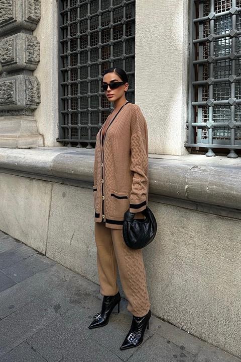 Lunadel Knitwear Cardigan Trousers Set 9974