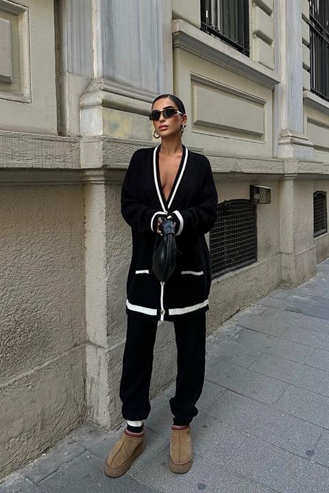 Lunadel Knitwear Cardigan Trousers Set 9974