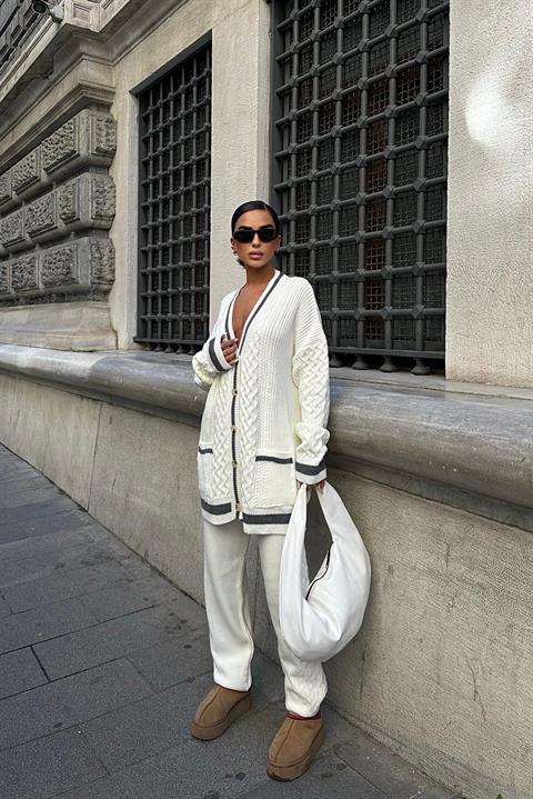 Lunadel Knitwear Cardigan Trousers Set 9974