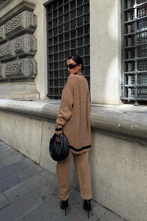 Lunadel Knitwear Cardigan Trousers Set 9974