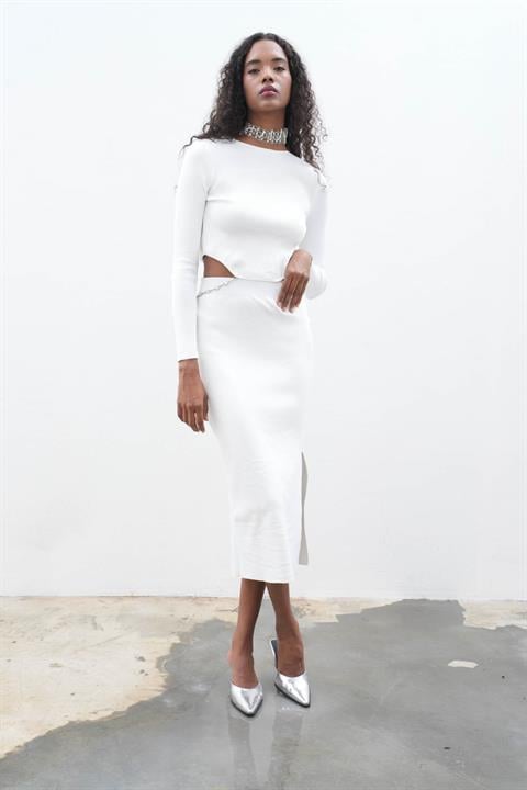 Maje Back Chain Detail Skirt Blouse Set 9884