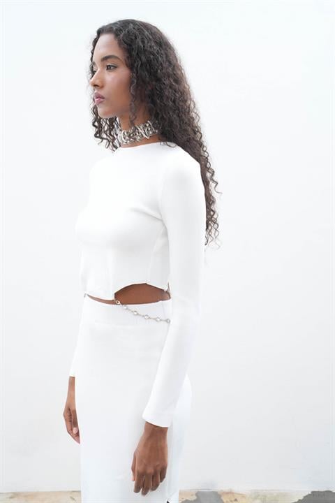 Maje Back Chain Detail Skirt Blouse Set 9884