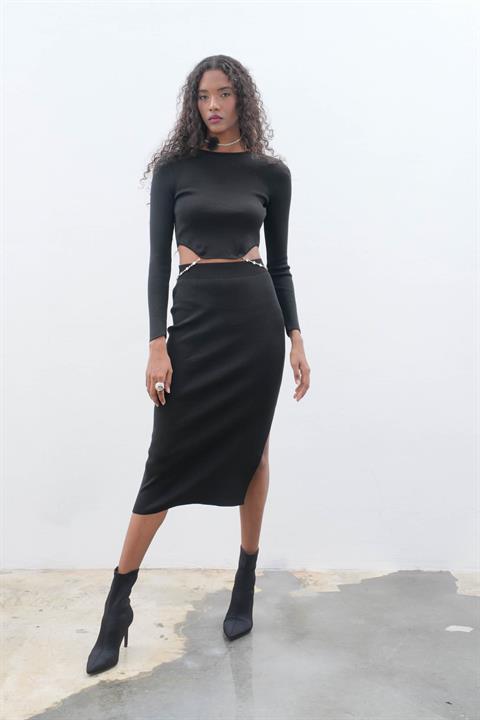 Maje Back Chain Detail Skirt Blouse Set 9884