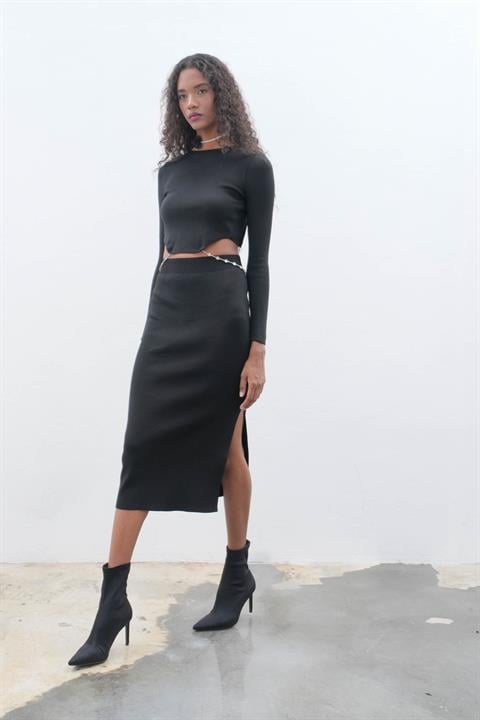 Maje Back Chain Detail Skirt Blouse Set 9884