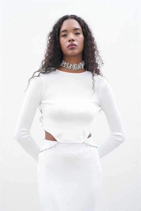 Maje Back Chain Detail Skirt Blouse Set 9884