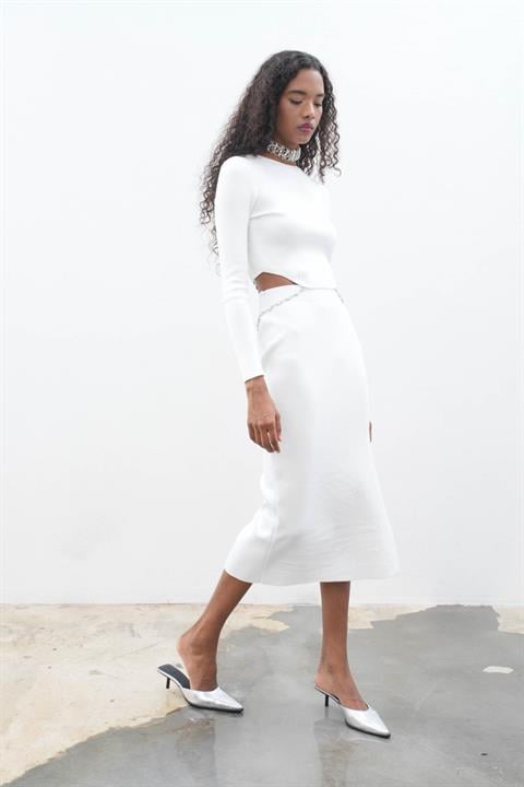 Maje Back Chain Detail Skirt Blouse Set 9884