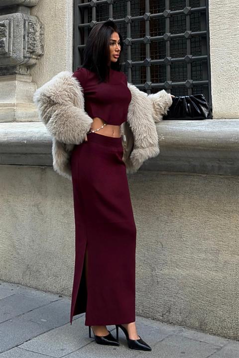 Maje Back Chain Detail Skirt Blouse Set 9884