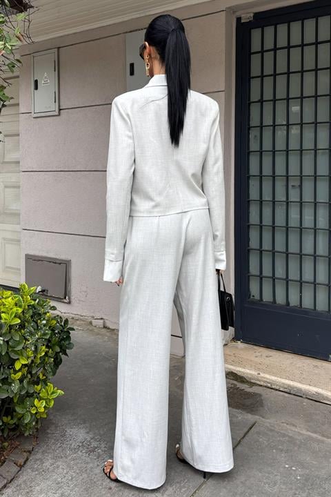 Garnished Cuffed Double Breasted Jacket Suit 10168
