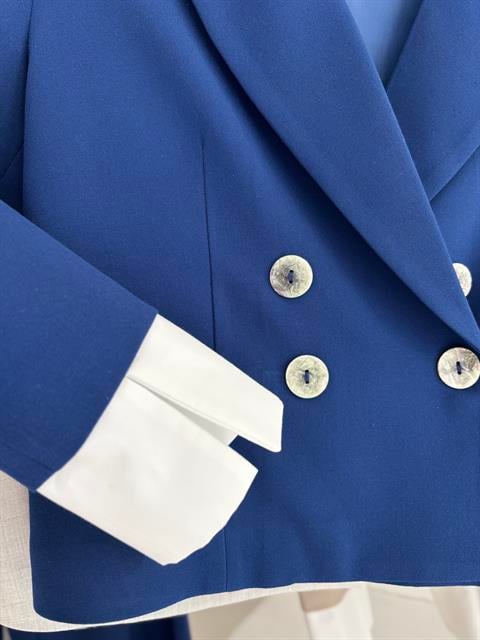 Garnished Cuffed Double Breasted Jacket Suit 10168