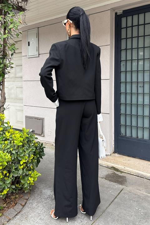 Garnished Cuffed Double Breasted Jacket Suit 10168