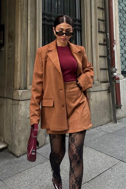 Mini Skirt Suede Suit 9935