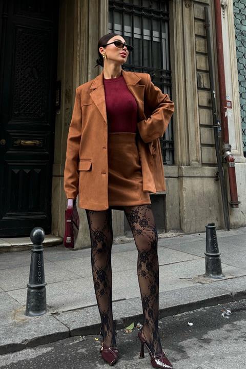 Mini Skirt Suede Suit 9935