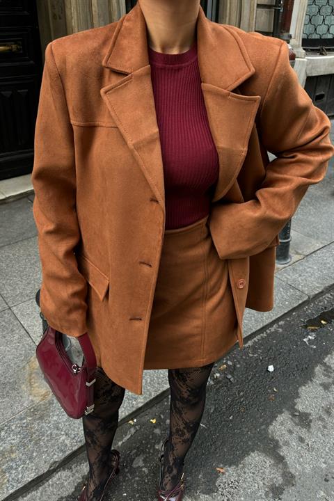 Mini Skirt Suede Suit 9935