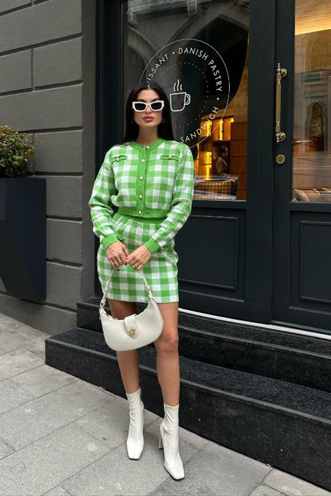 Mirca Plaid Pearl Detail Set 9497-15