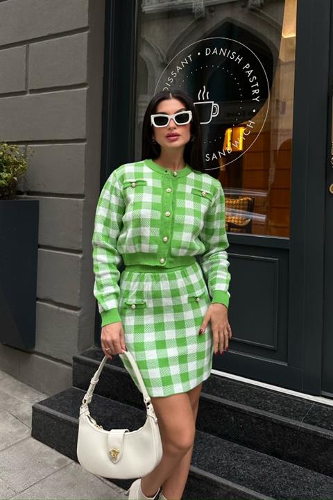 Mirca Plaid Pearl Detail Set 9497-15