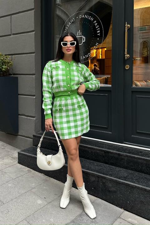 Mirca Plaid Pearl Detail Set 9497-15