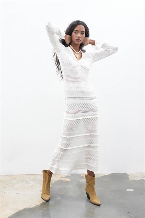 Mirca Maxi Ruffle Detailed Knitted Dress 2798