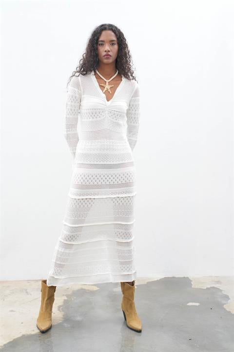 Mirca Maxi Ruffle Detailed Knitted Dress 2798