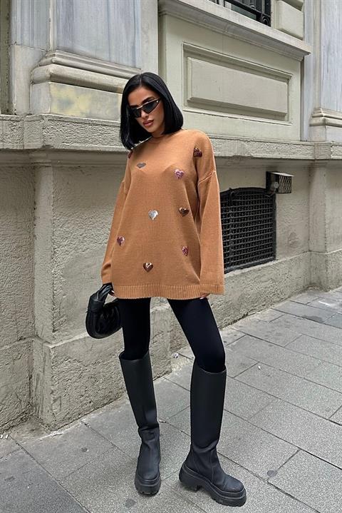 Molly Heart Patterned Knitted Sweater 1339