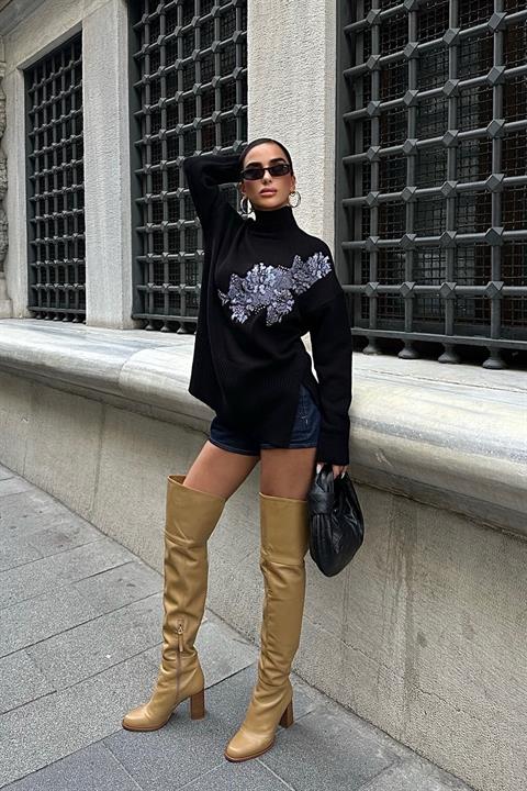 Embroidery Detailed Knitwear Sweater 1340