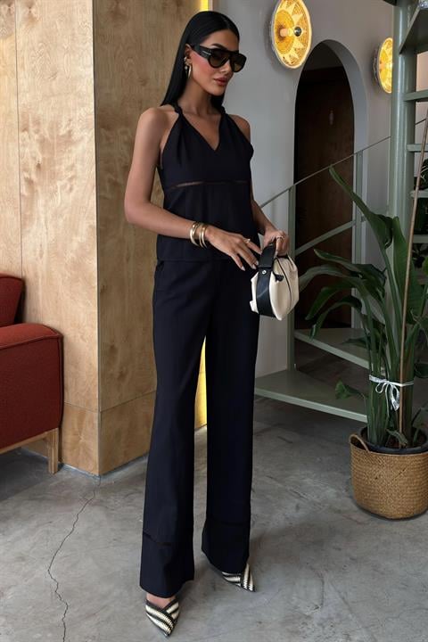 Linen Suit with Knotted Shoulders and Brode Detail 10154