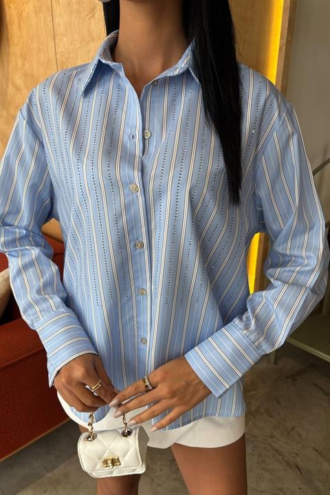Stone Front Striped Casual Shirt 3468-08