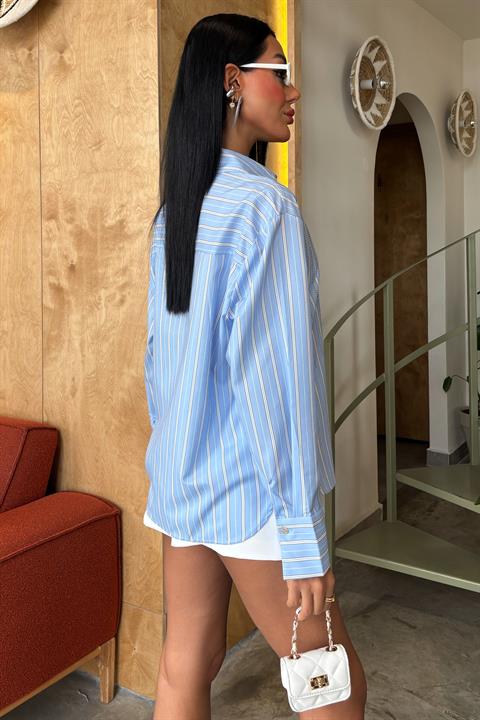 Stone Front Striped Casual Shirt 3468-08