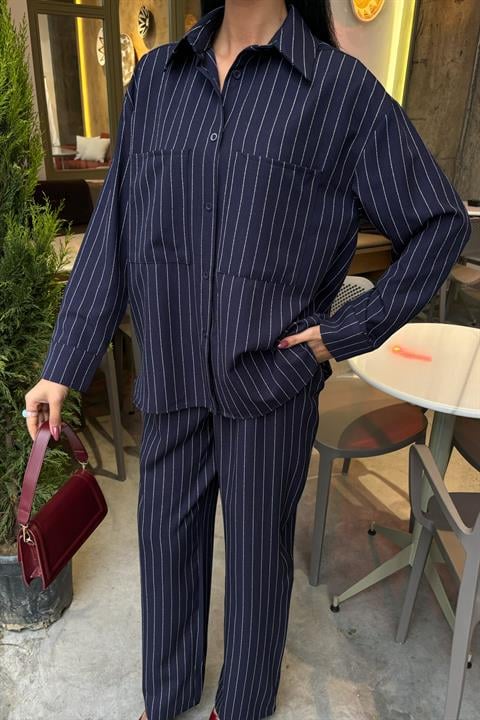 Striped Suit with Palazzo Pants 10092