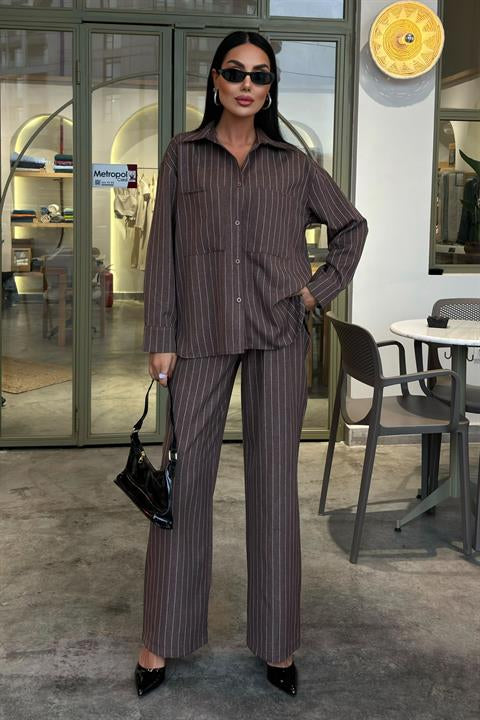 Striped Suit with Palazzo Pants 10092