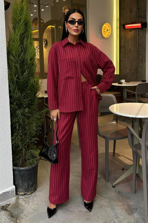 Striped Suit with Palazzo Pants 10092