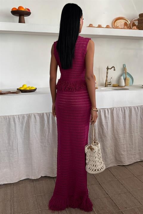 Tassel Detailed Openwork Knitwear Set 10086