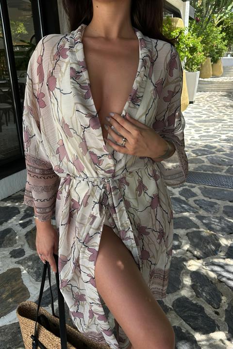 Sandra Patterned Chiffon Kimono 5156-08