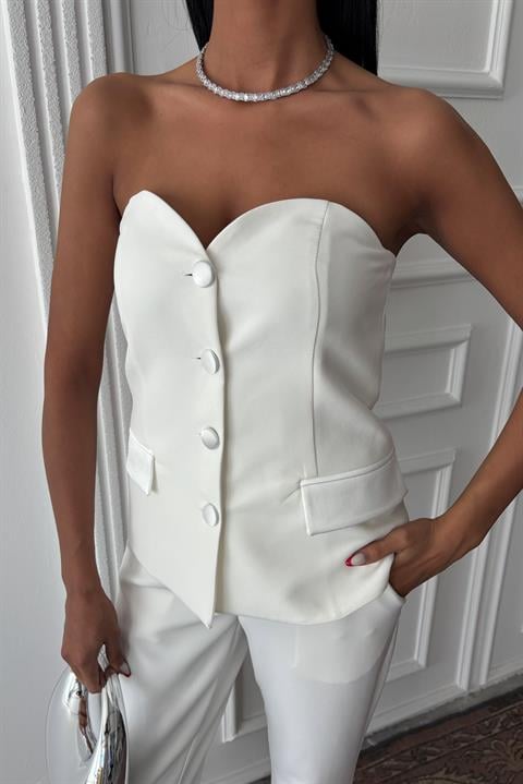 Satin Detailed Bustier Trouser Set 10024