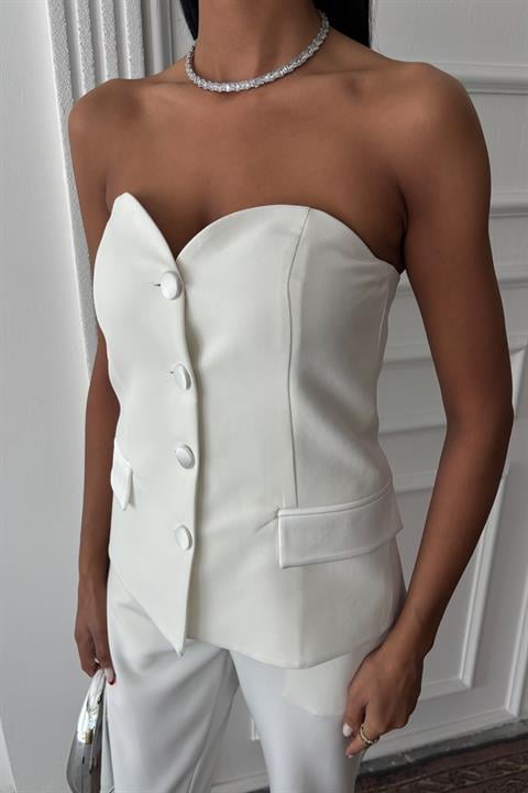 Satin Detailed Bustier Trouser Set 10024