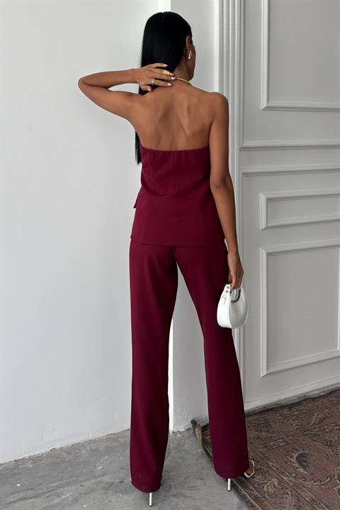 Satin Detailed Bustier Trouser Set 10024