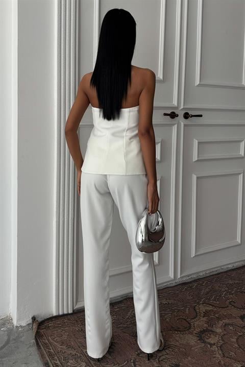 Satin Detailed Bustier Trouser Set 10024