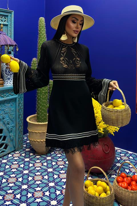 Backless Tied Spanish Sleeve Knit Dress 2860