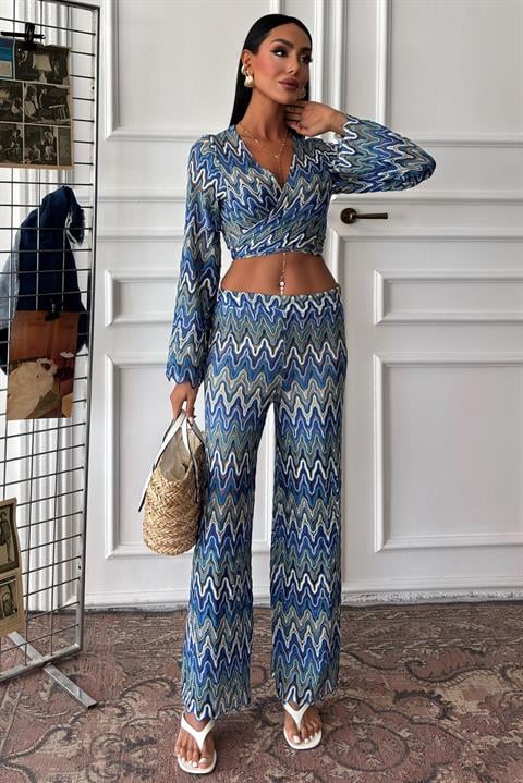 Crochet Suit with Zigzag Pattern and Lined Trousers 9876