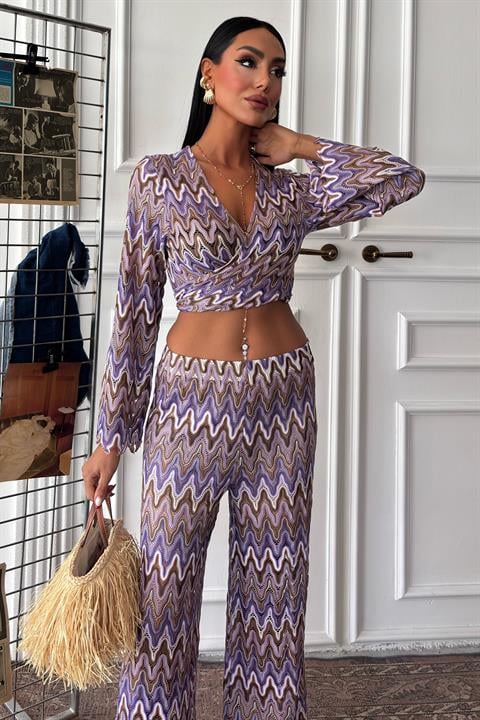 Crochet Suit with Zigzag Pattern and Lined Trousers 9876