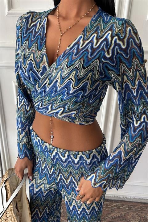 Crochet Suit with Zigzag Pattern and Lined Trousers 9876